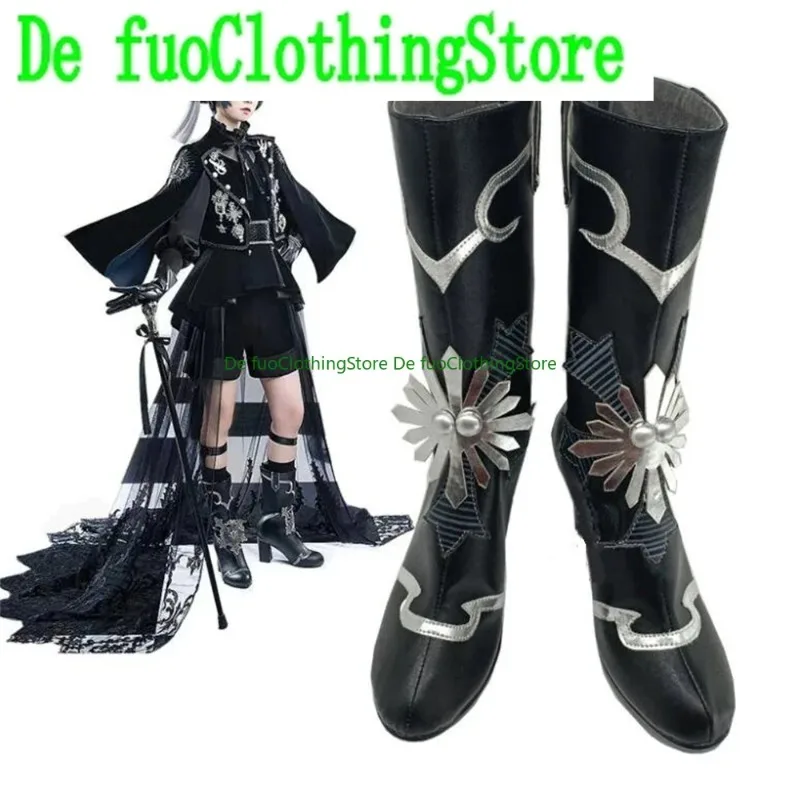 Defuo Black Butler Ciel Phantomhive Scarpe Cosplay Stivali Gioco Anime Gioco di ruolo Puntelli per feste di Halloween Scarpe Stivali