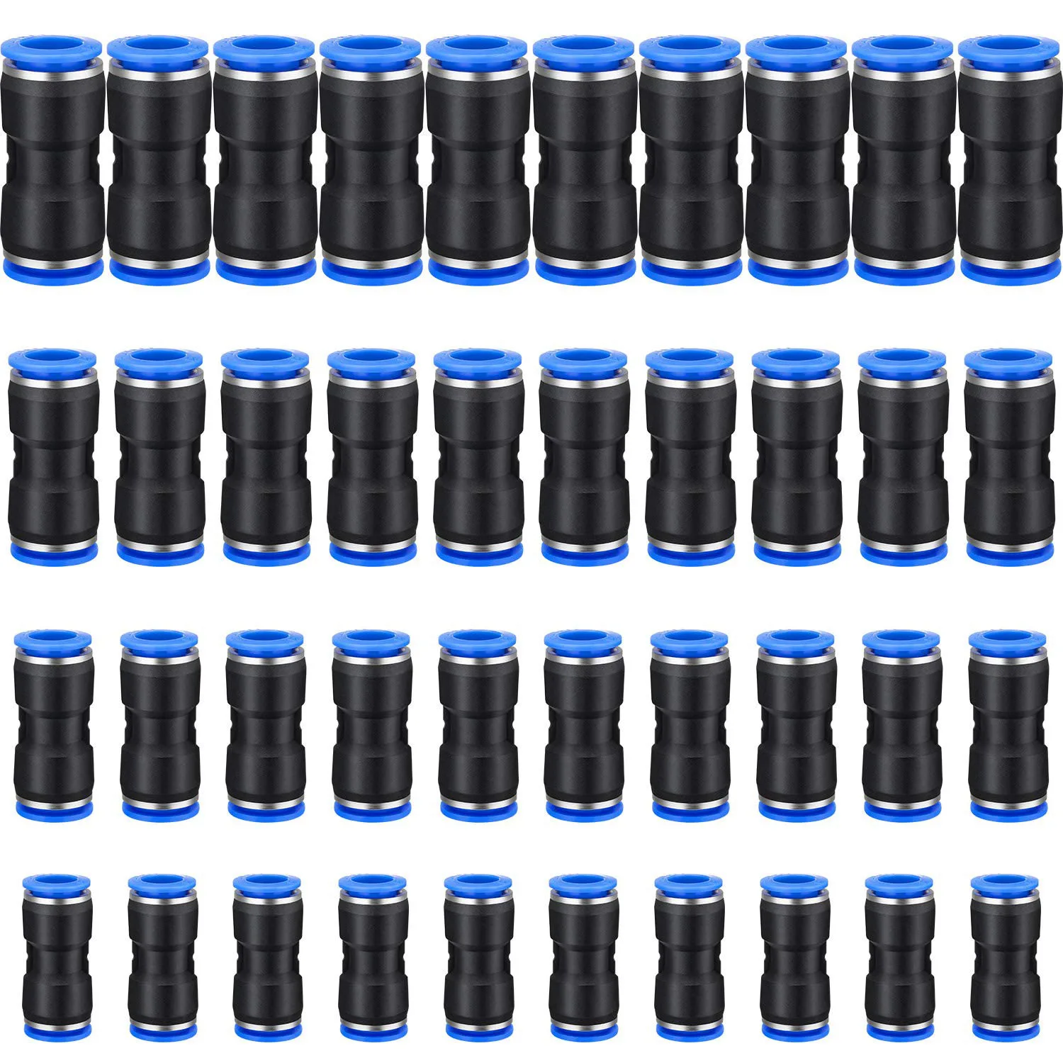 40PCS Pneumatic Fitting Straight Push Tube Connectors 6/8/10/12MM Air Line Quick Hose Repair Couping Pneumatic Tools Accessories