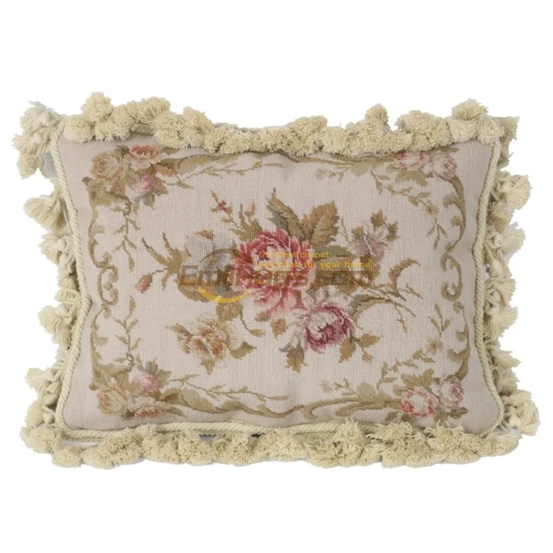 camel needlepoint floral pillow  Collection  woven  Country French soft set hand embroidery thickened embroidered cushions