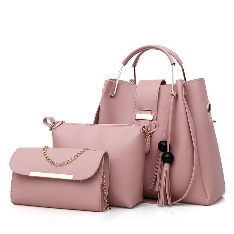 New Women's Bag Women Shoulder Bag Fashion Retro Leather Bag Large Capacity High Quality Handbag Shoulder Bag Three-piece Wallet