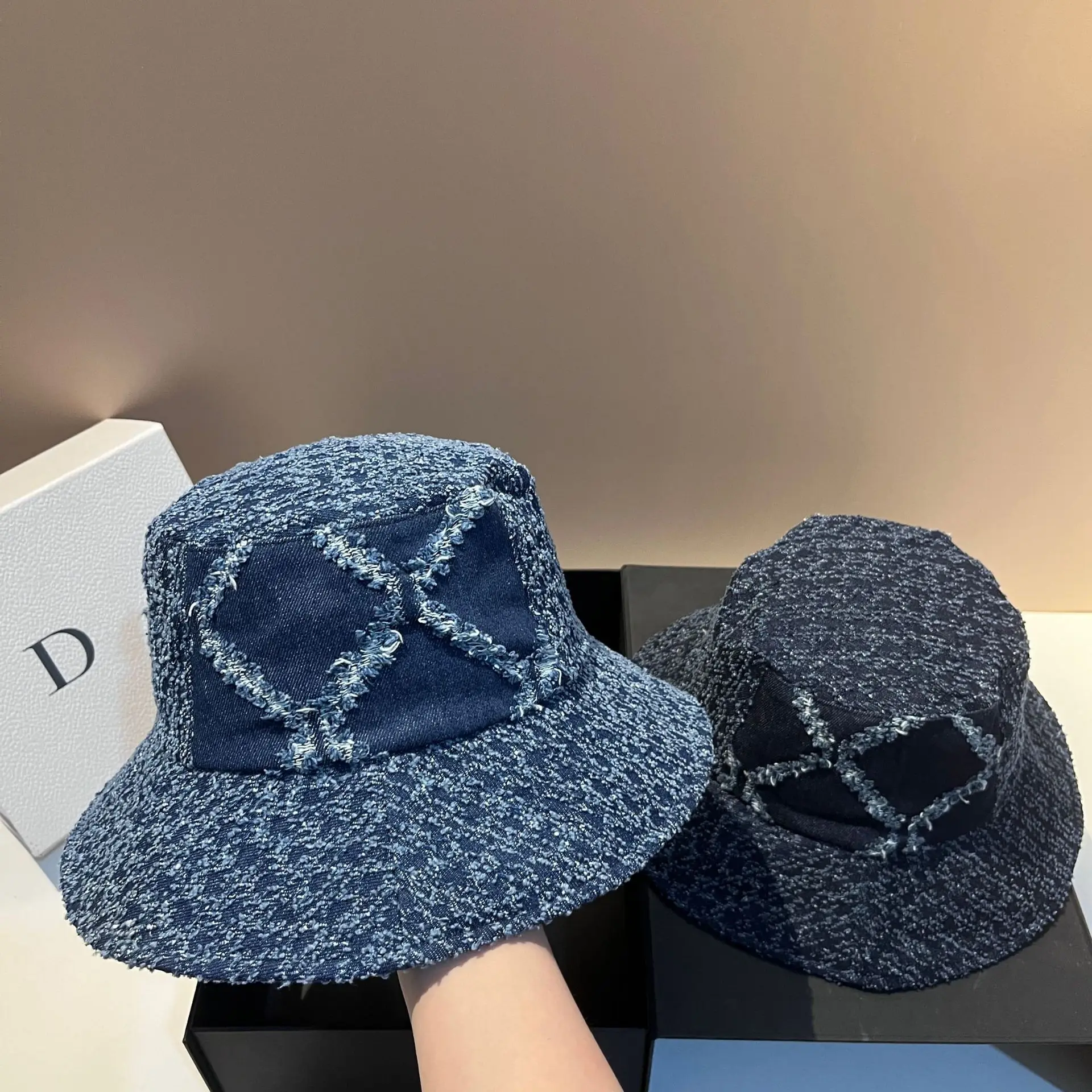 

Fashion Fringed Big Eaves Age Reducing Light Luxury Denim Cotton Bucket Hat for Trendy Women Versatile Face Covering Must Have