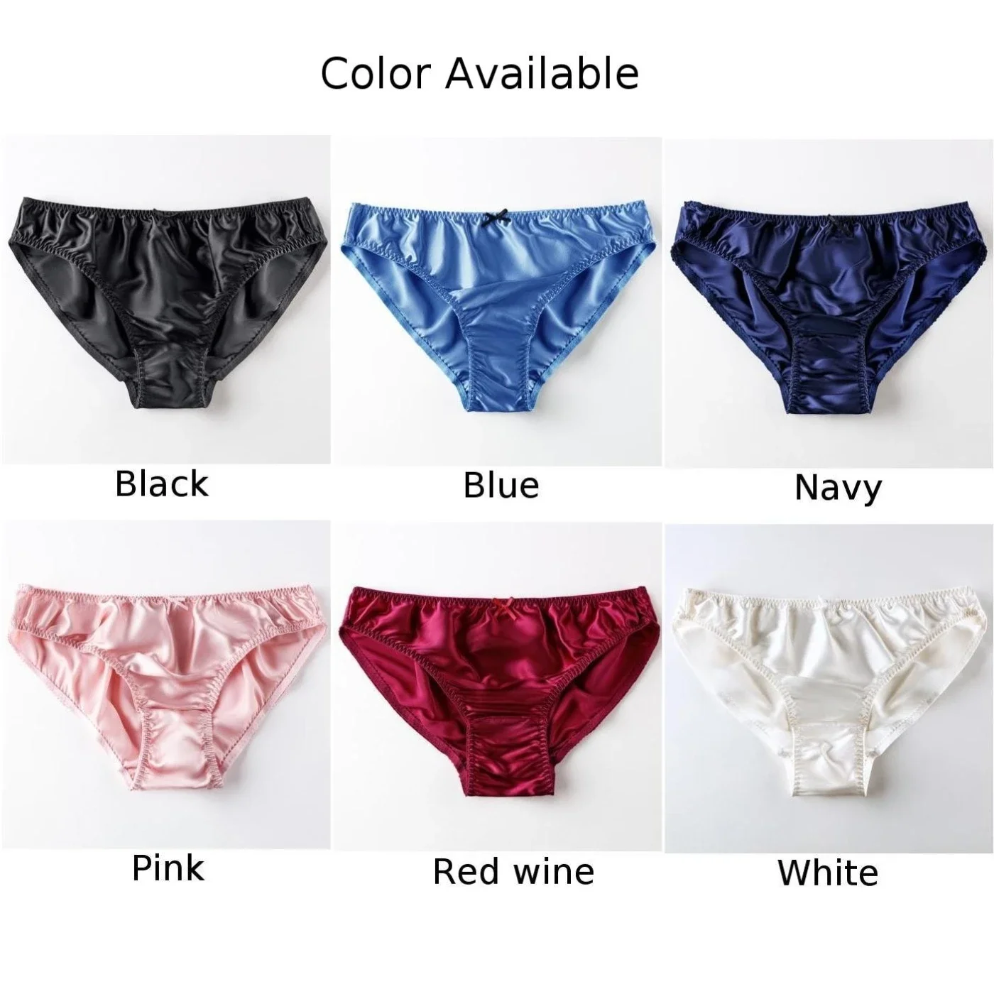 Women\'s Silk Bowknot Panties Low Waisted Ruffle Thong Triangles Bikini Underwear