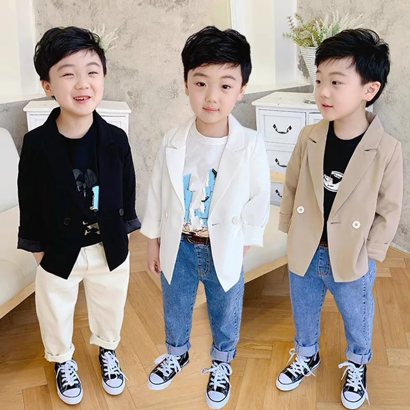 

Fashion Kids Boy Blazer Coat 2023 Spring Autumn Cotton Soild Color Jacket Coat Gentleman Suit For Party 2-8Years