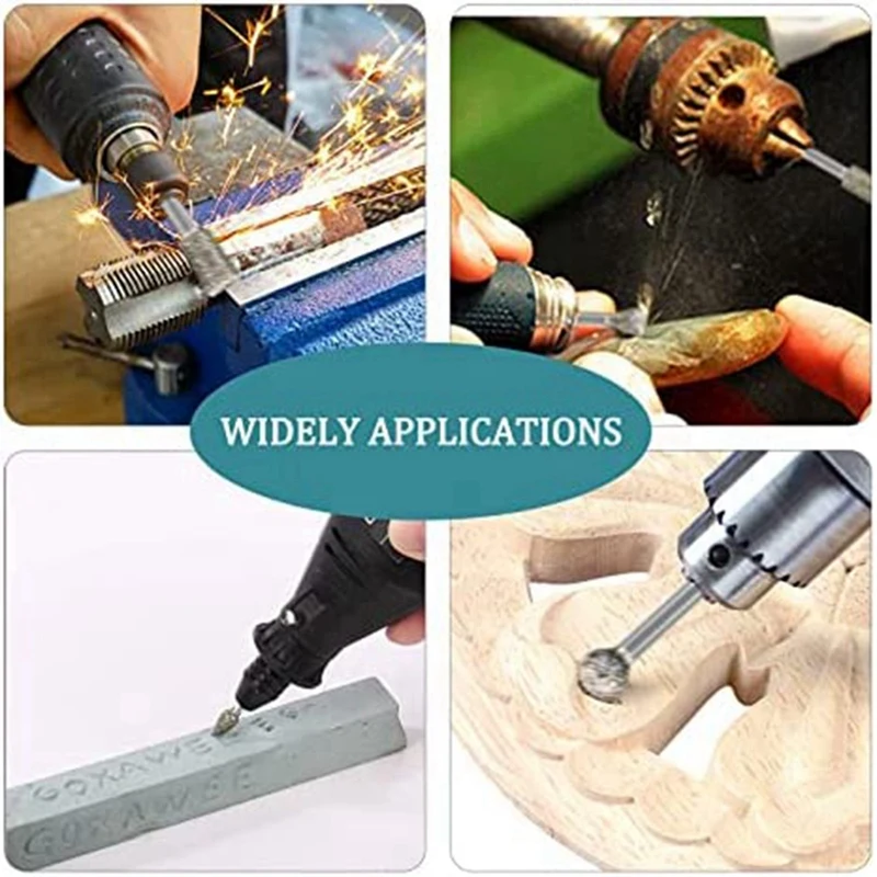 DT16 200PCS Stone Carving Set Diamond Burr Bits Polishing Kits Rotary Tools Accessories 1/8 Inch Shank for Carving