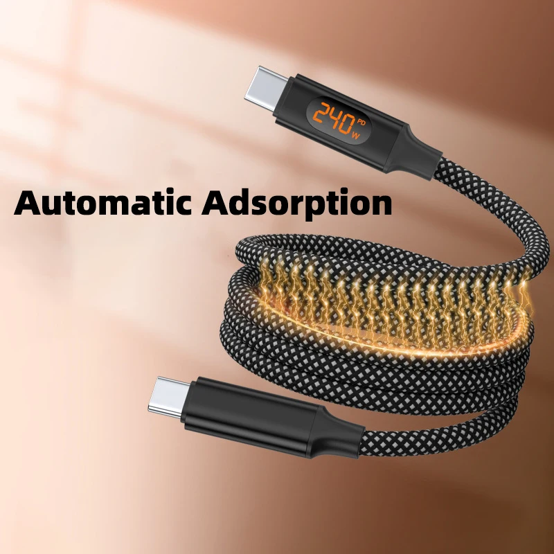 Magnetic 240W Digital Display Fast Charging Data Line type-c Applicable For iPhone 15 16 Huawei Xiaomi Notebook Tablet Charging
