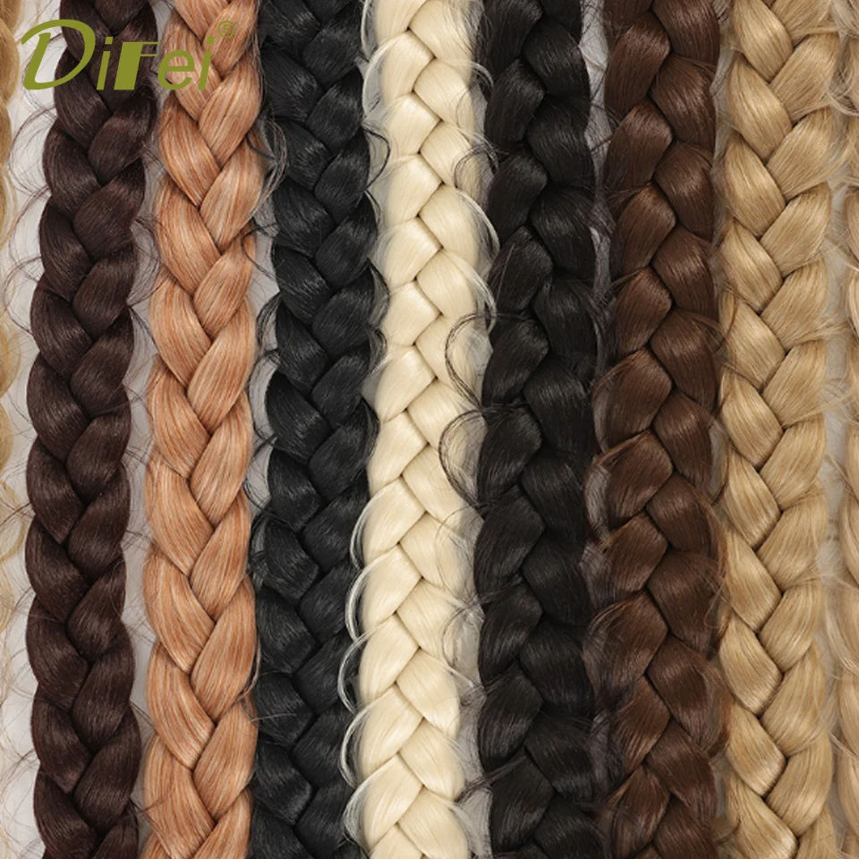 DIFEI Synthetic Wig Straight Braid Female Braided Hair Twist Boxing Braid Natural Chemical Fiber High Tie Hair Long Ponytail