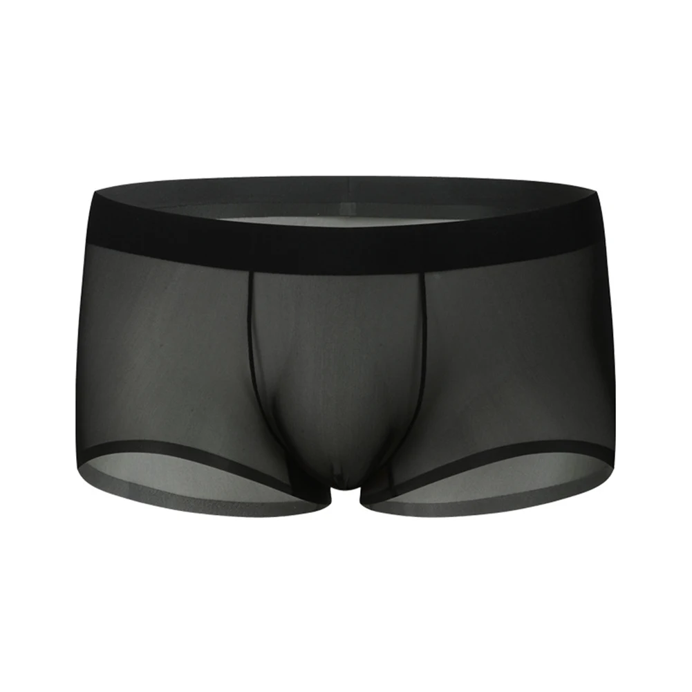 

Dark Gray Ice Silk Underwear Seamless Hip Design Boxers Boxers Transparent Underwear U Convex Codpiece Ultra-thin Fabric