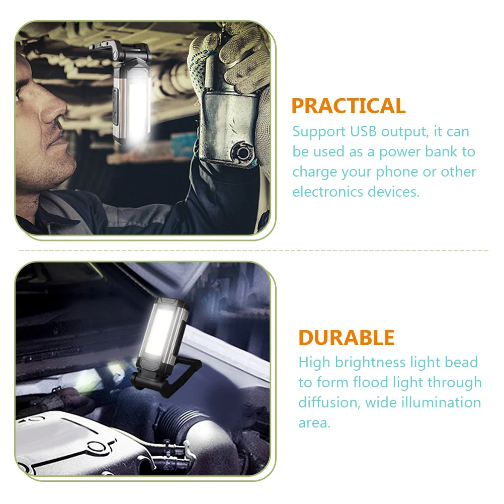 USB Rechargeable Work Light Folding Bracket Magnetic Inspection Lamp Portable Emergency Outdoor Camping LED Power Bank Light