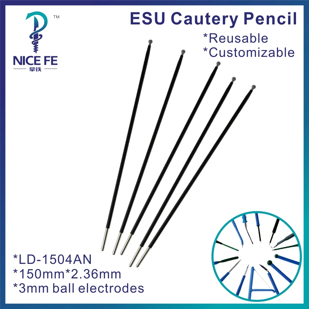 

LD-1504AN 5pcs reusable Wholesale Electrosurgical 3mm ball electrode esu electro Surgical tools cautery pencil 150mm*2.36mm