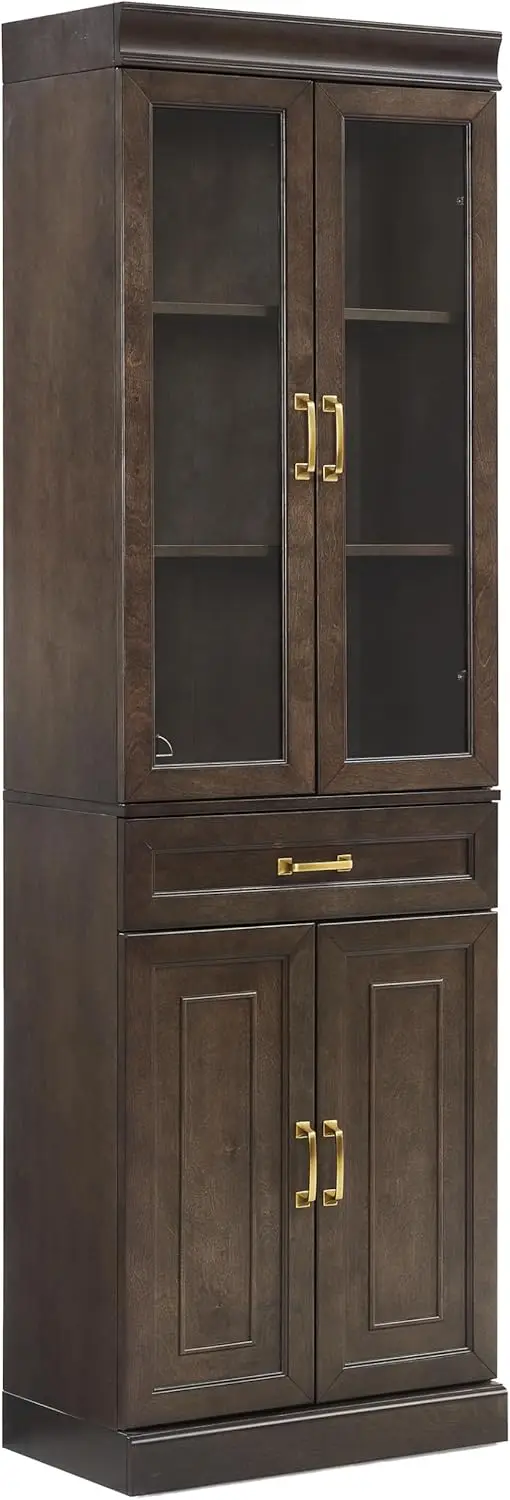 Crosley Furniture Stanton Glass Door Storage Pantry, Coffee