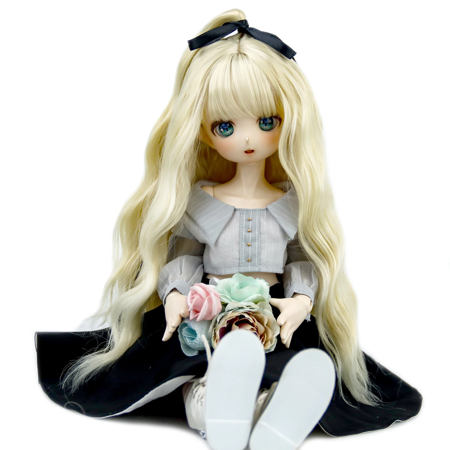 

Парик для куклы 1/3, 8-9 дюймов, длинные волнистые волосы, блонд, молочный шелк, аксессуары для кукол BJD/ SD/Smart Doll/MSD/Minifee/Yosd