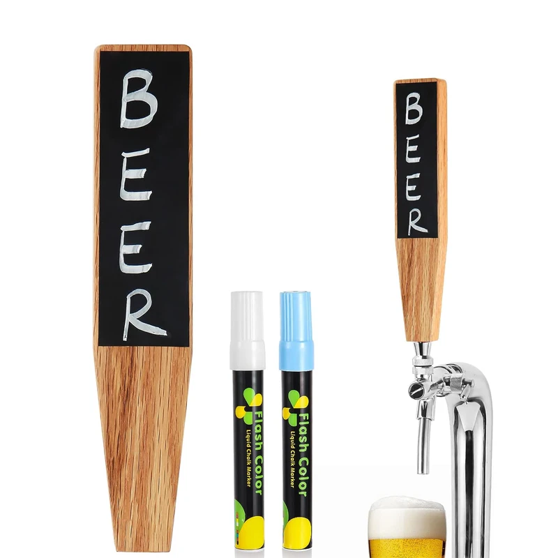 

2PCS Chalkboard Beer Tap Handle 3/8''-16 UNC Thread - Walnut Keg Tap Handle With Chalk Marker Pen Kit Gift for Beer Lovers