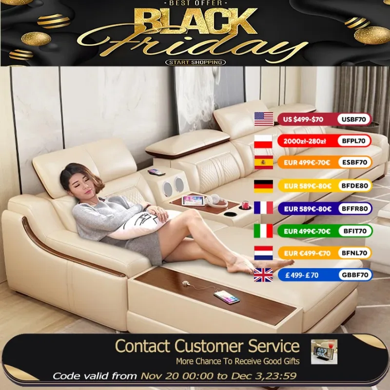 

Genuine Leather Nordic Sofa Fancy Modern Corner Designer Sectional Couch Lounge Reclining Divano Letto Living Room Furniture