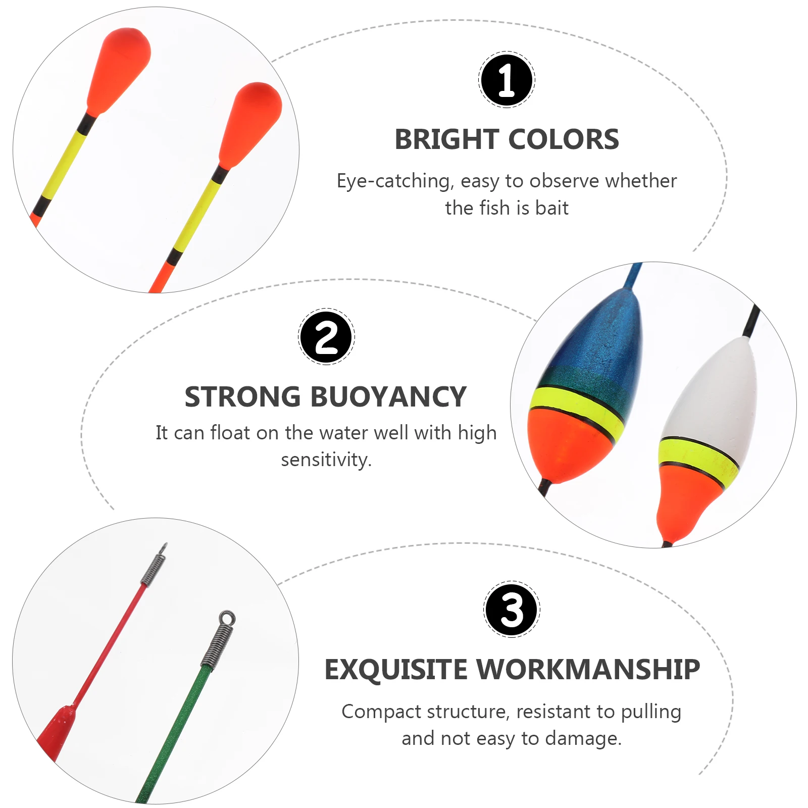 

10pcs Fishing Floats Set High Buoyancy Bright Foamed Bobbers For Sea Anglers Durable Tackle Tool Accessory