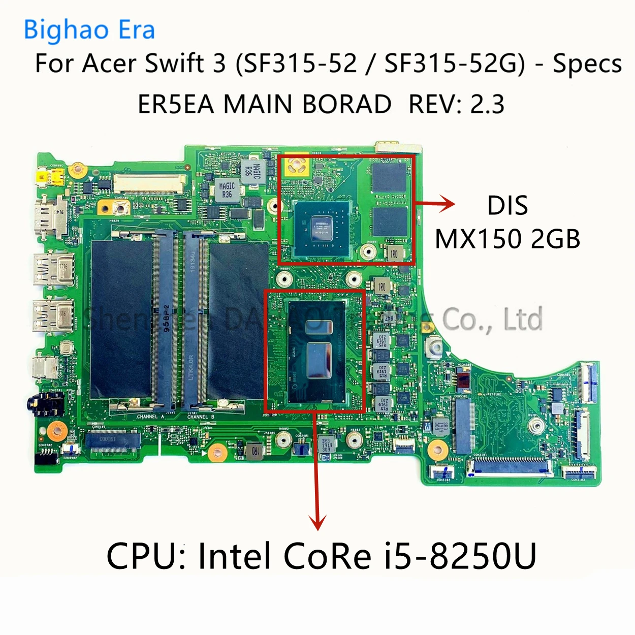 ER5EA MAIN BOARD For Acer Swift 3 SF315-52 SF315-52G Laptop Motherboard With i5-8250U i7-8550U CPU MX150 2GB-GPU NB.GZA11.002