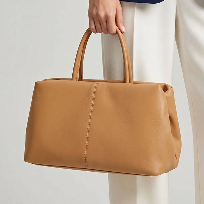 

Large Capacity Soft Pu Leather Commute Top Handle Handbag Office Lady Daily Solid Color Tote Bag Luxury Designer Handbags Purse