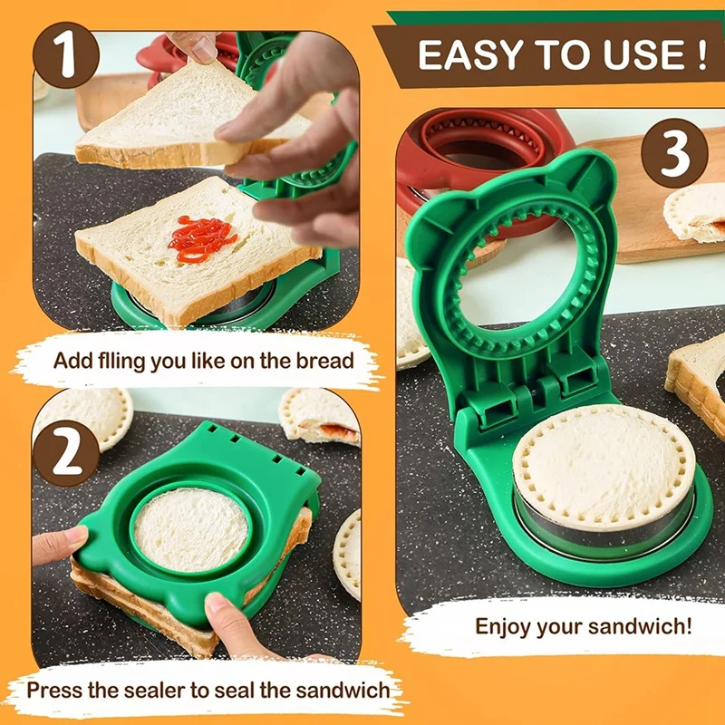 4PCS DIY Cookie Pocket Sandwiches Maker Sandwich Bread Pancake Maker For Breakfast Sandwich Maker