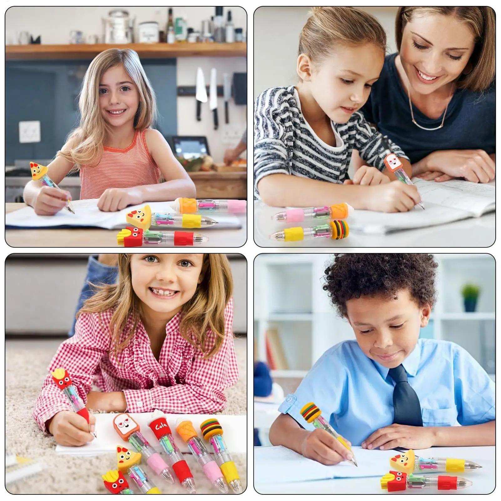 학생 젤 잉크 펜 쓰기용 4색 개폐식 젤 펜 10개 얼룩 방지 인체공학적 그립 부드러운 귀여운 문구