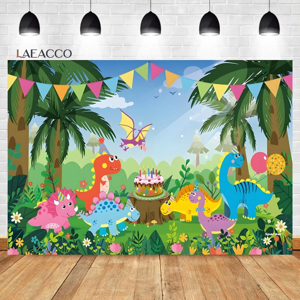Laeacco джунгли сафари мультфильм Динозавр фон дикий лес Динозавр мир дети ребенок день рождения портрет пользовательские фотографии фон