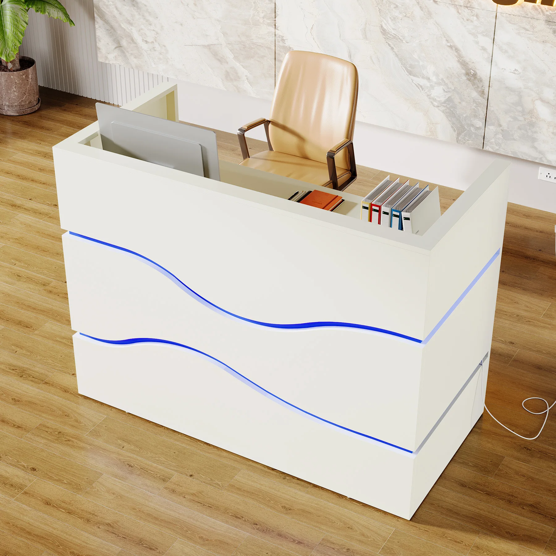 Modern cash register counter, bar bar, simple clothing store, hotel reception desk, corporate office front desk