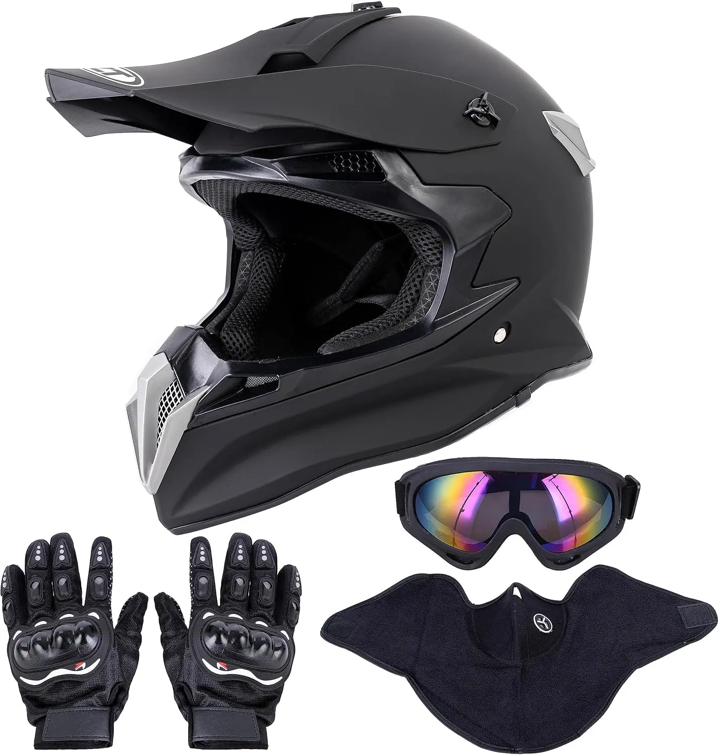 

Adult Motocross Dirt Bike Helmet with Goggle Gloves Mask DOT/FMVSS-218 Off-Road Motorcycle ATV Helmet with Adjustable Sun Visor