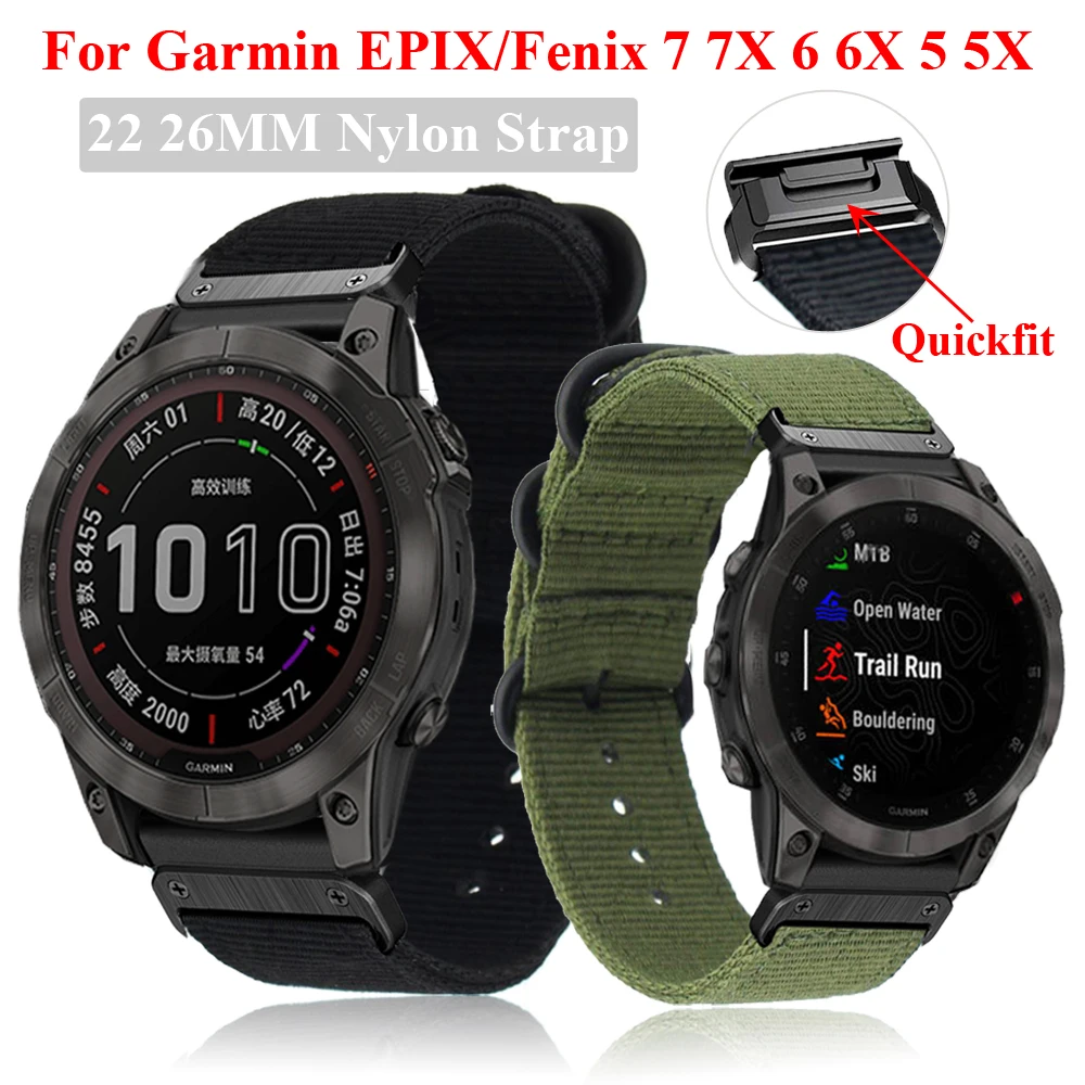 22 26mm Braided Nylon Wristband For Garmin EPIX/Phoenix 7 7X 6 6X Pro 5 5X Plus Quick Release Watch Strap Bracelet Accessories