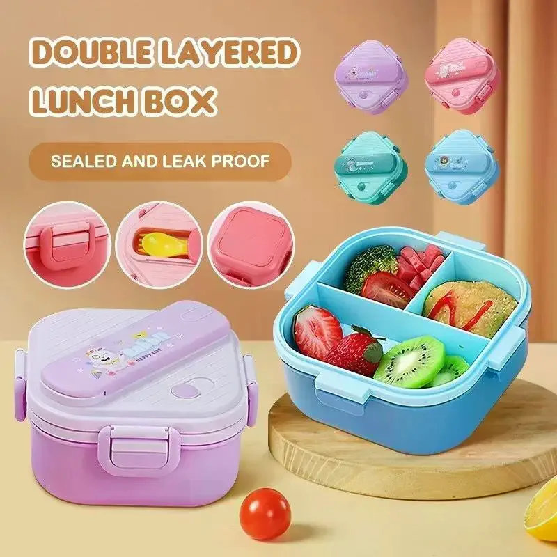 Cute Cartoon Kids 3 Compartmen - Kids.Outdoor Utensils 评论和价格