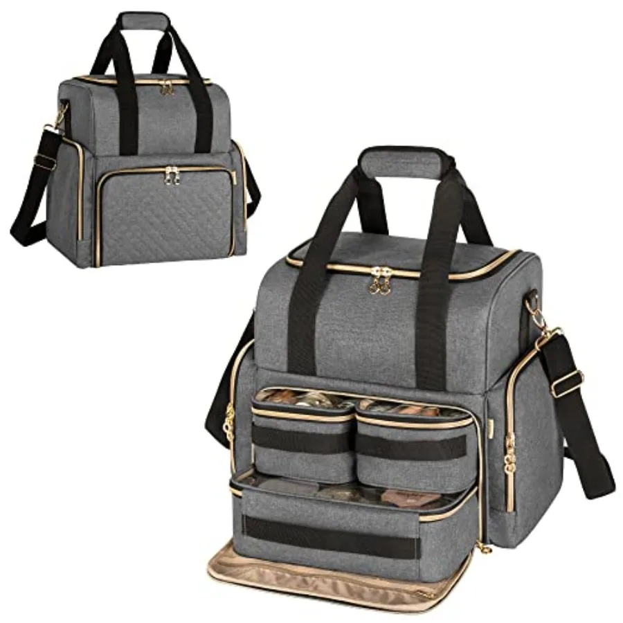 

Large Travel Makeup Bag with 3 Removable Cases, Cosmetic Bag with Detachable Dividers Patent Pending