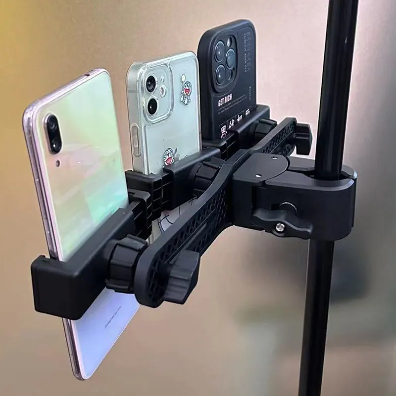 Live Broadcast Large Thickened Pliers 360 Adjustable Horizontal and Vertical Multi-position Round Tube Fixed Mobile Phone Holder