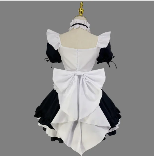 Donna Uomo Cameriera Servo Vestito Anime Cosplay Abito lungo Grembiule bianco e nero Abito Lolita Abiti 5XL