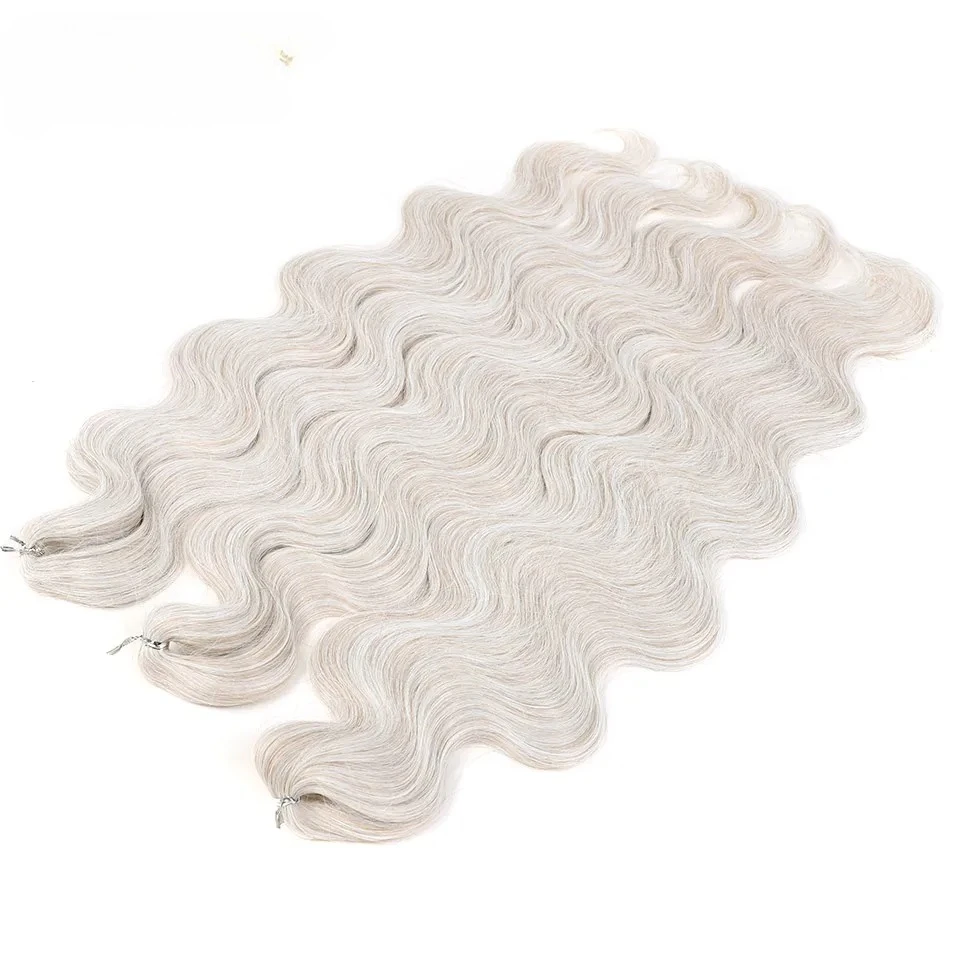 FREEDOM Body Wave Synthetisches Häkelhaar 24 Zoll Lange Haarzöpfe Pferdeschwanz-Verlängerungen Ombre Braun Blau Grün Haarverlängerungen – Detail 8