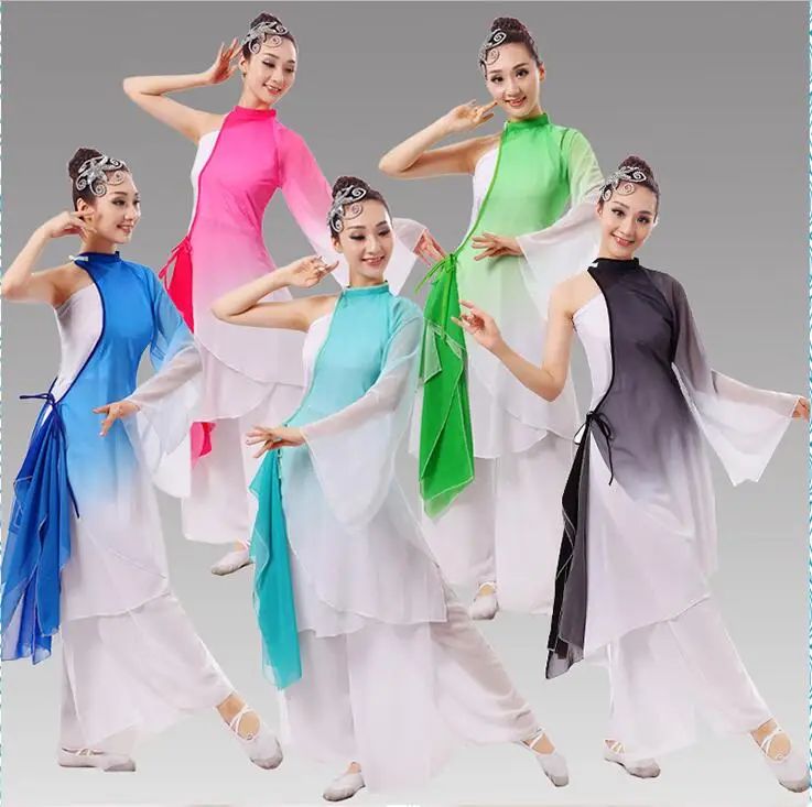 

Chinese National Folk Dance Costume Yangko Dance Costumes Female Fan Dance Dress Women Umbrella Dance Waist Drum Clothing 16