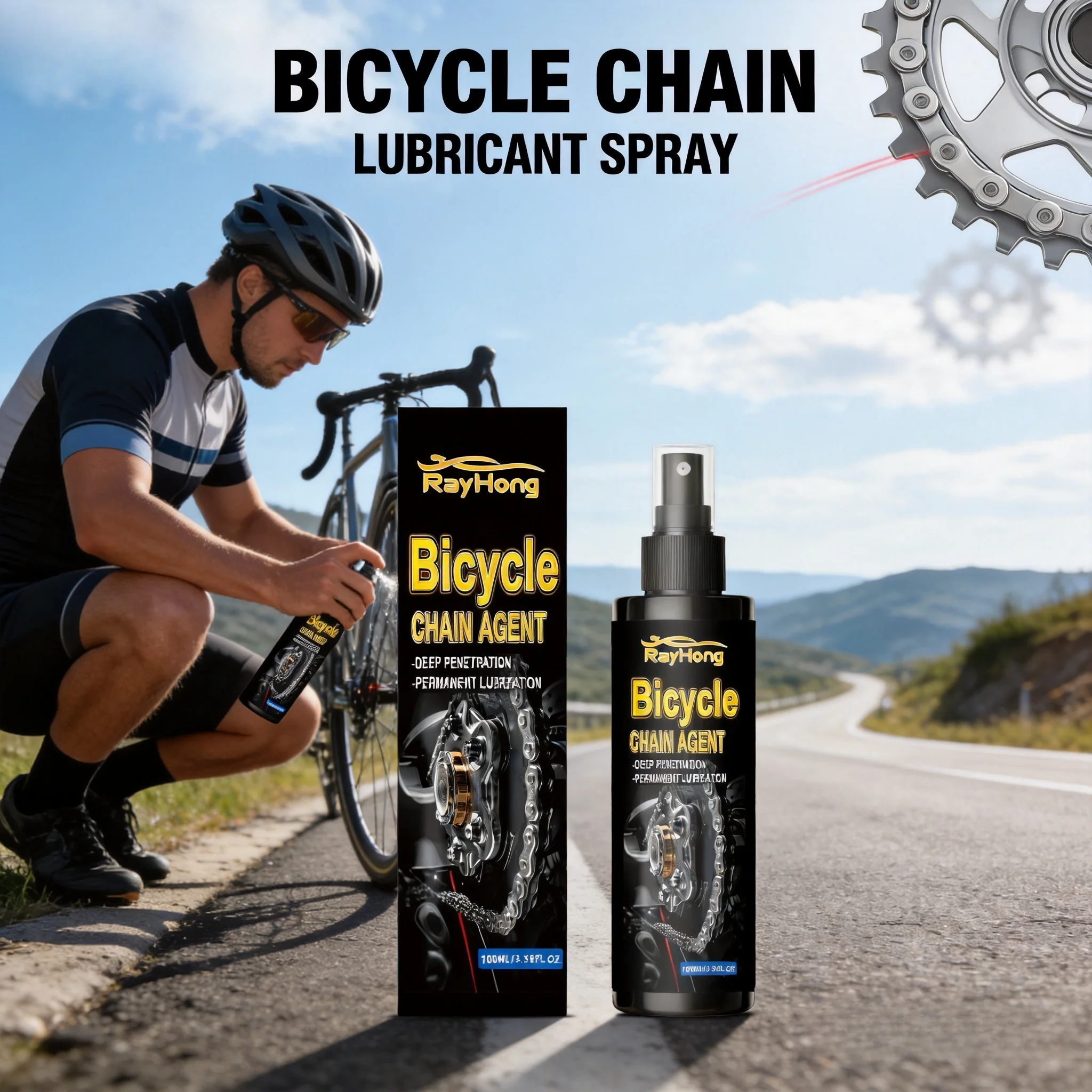 Rayhong Bike Chain Lube Wet Weather Lubricant Anti Rust Low Friction Oil For Road Bicycle Transmission Parts Maintenance Cleaner