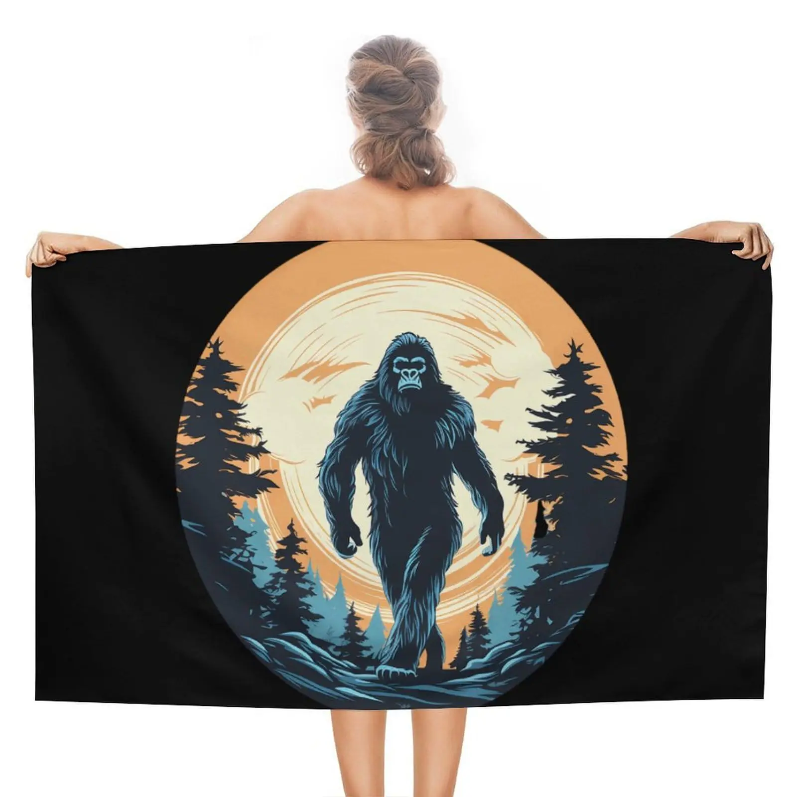 Retro 1980s Bigfoot Sasquatch Beach Towel Beach Blanket Quick Dry Towel Beach Bath Towels for Travel Swim Pool Yoga Gym Towel