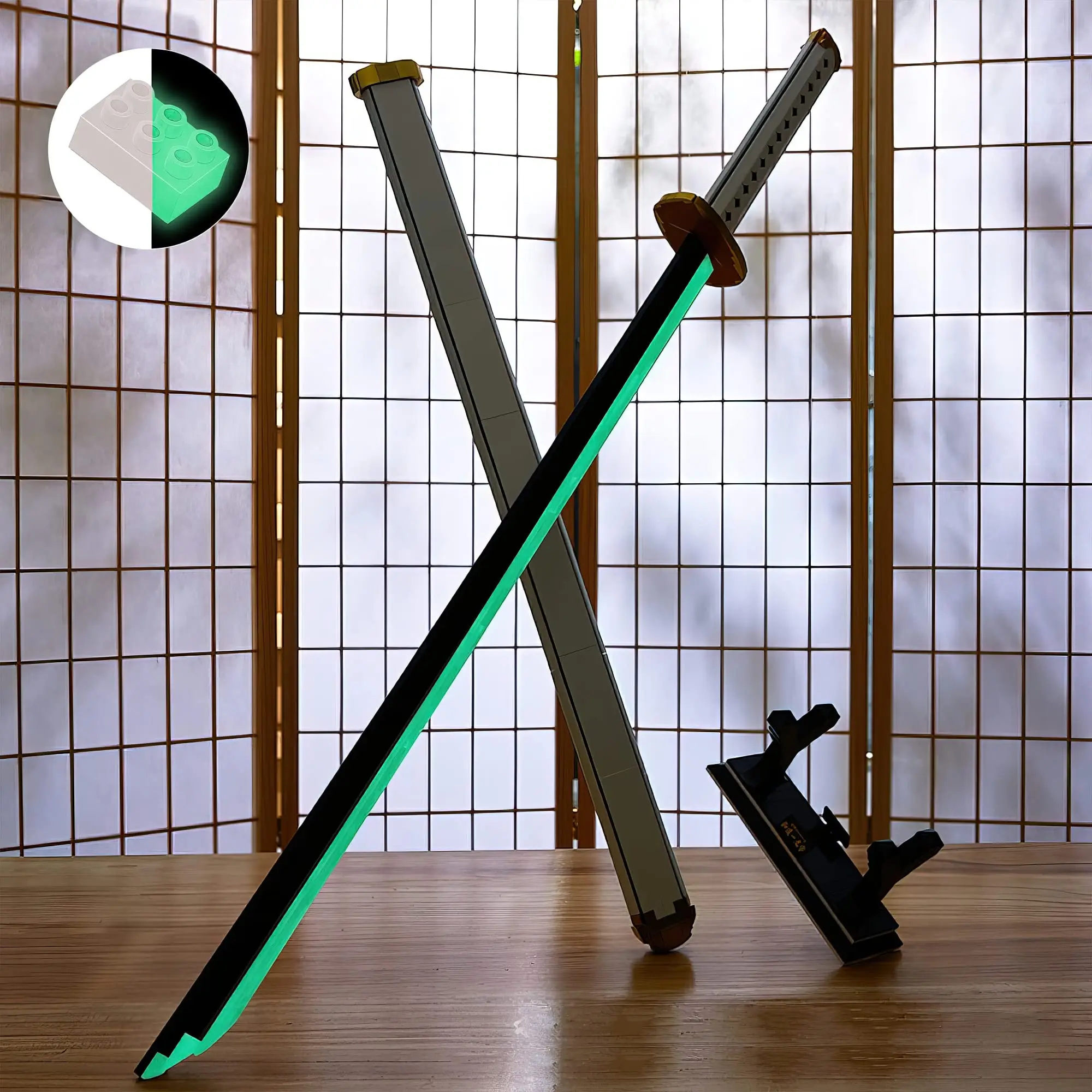 806 Stuks Cosplay Anime Zwaarden Bouwstenen Kit Ichimonji Yamato Zwaard Model Samurai Katana Speelgoed Voor Aldult Lichtgevende