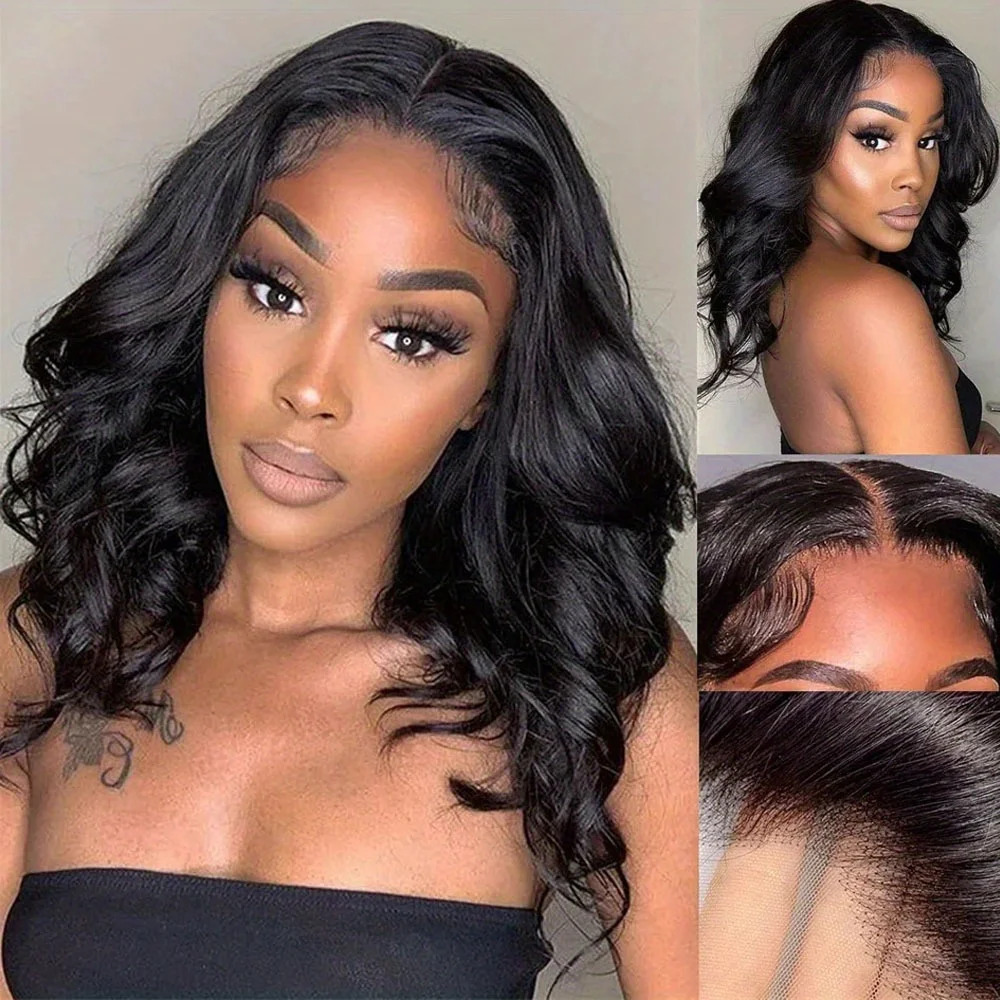 Brazilian Body Wave Bob Wig Lace Frontal Wig Human Hair Natural Hairline Short Wavy 13x4 Front Wig Preplucked Remy Hair