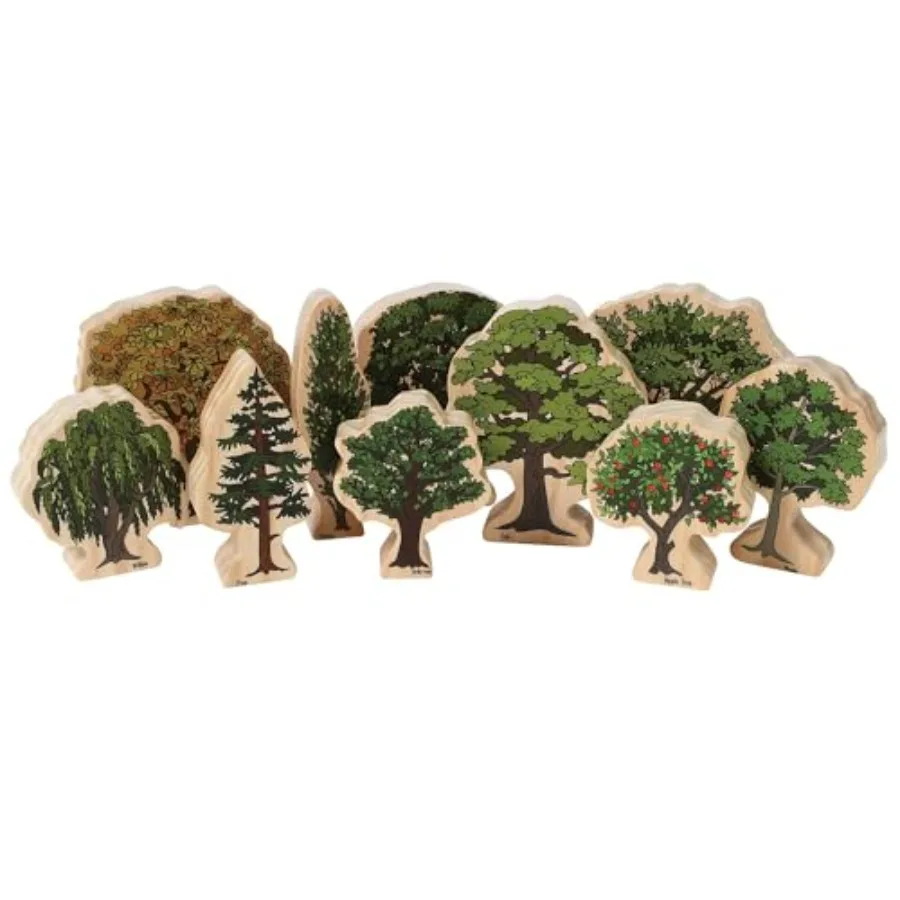 

Trees of All Seasons - Set of 10 - Ages 2+ - Wooden Tree Blocks for Toddlers - Includes Different Tree Species in Winter, Summer