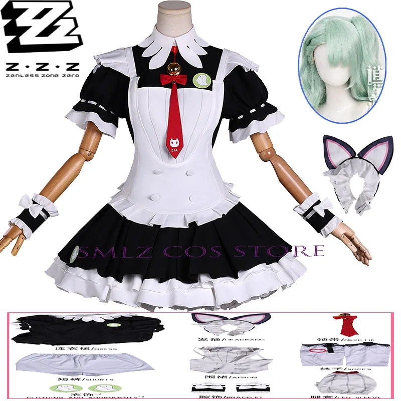 costume-de-cosplay-sunna-du-jeu-zenless-zone-zero-robe-de-demoiselle-d'honneur-sunna-pour-le-the-de-l'apres-midi-ensemble-avec-perruque-tenue-de-fete-d'halloween-pour-femmes