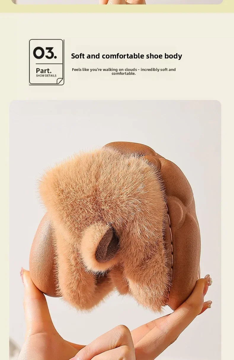 Winter-Hausschuhe für Paare, warme Plüsch-Hausschuhe, neutrale Cartoon-Kuh-Designs, rutschfeste, bequeme Baumwoll-Hausschuhe für Damen und Herren – Detail 10