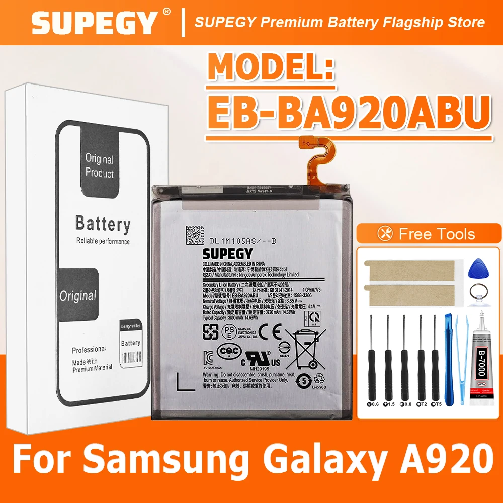 

SUPEGY 2026 Высококачественная 100% новая батарея EB-BA920ABU для Samsung GALAXY A920 A9-2018 A9S A9-2019 + Инструменты