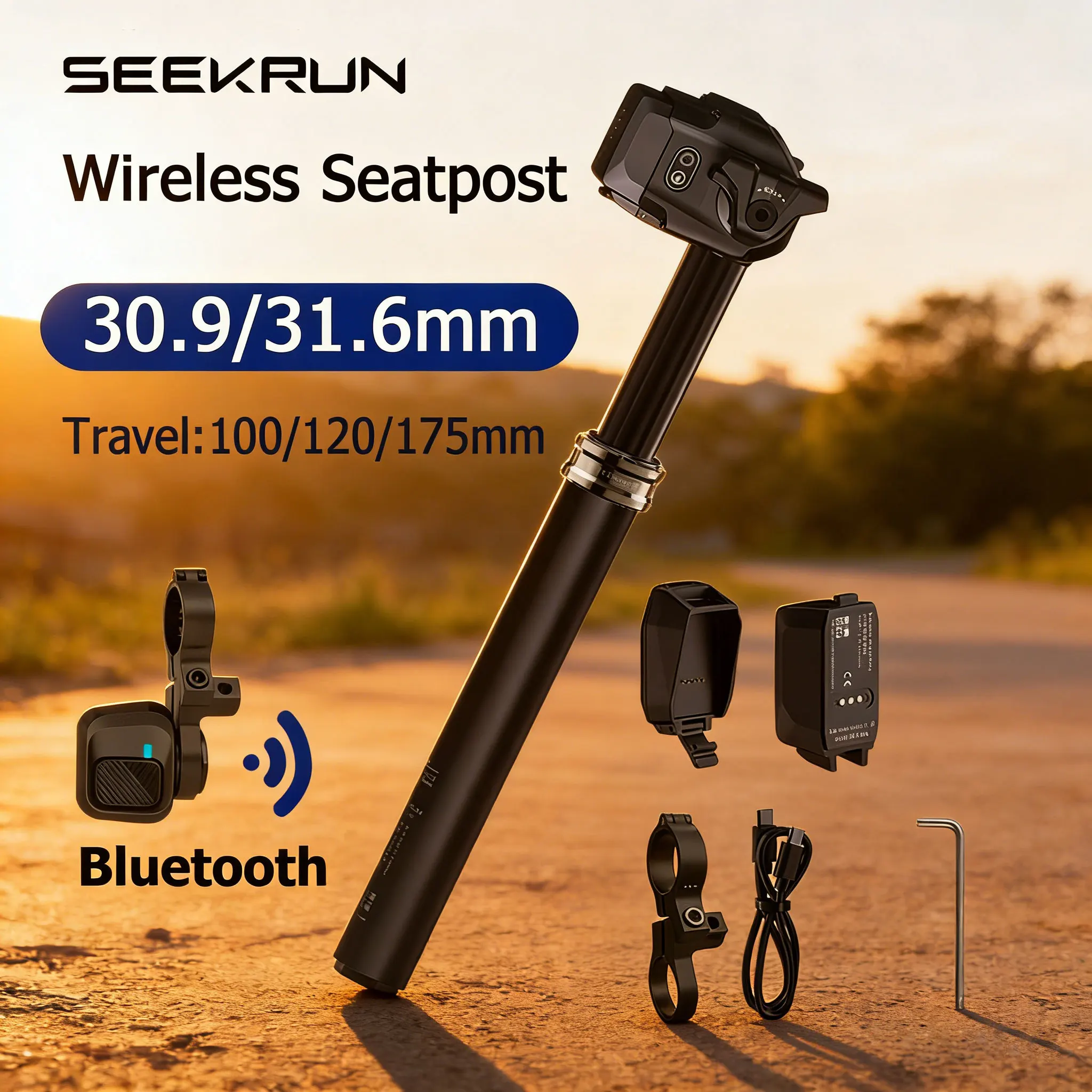 

Беспроводной подседельный штырь SEEKRUN S7 MTB с электроприводом, 30.9/31.6 мм, для горного велосипеда, ход 120/150/175 мм, регулируемый подседельный штырь-дรอуппер