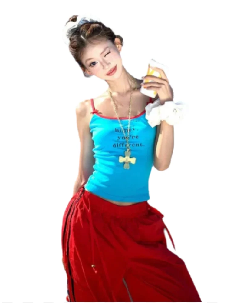 

Japanese subculture versatile slim fit women's tank top summer women's sweet and cute printed sleeveless women's top emo