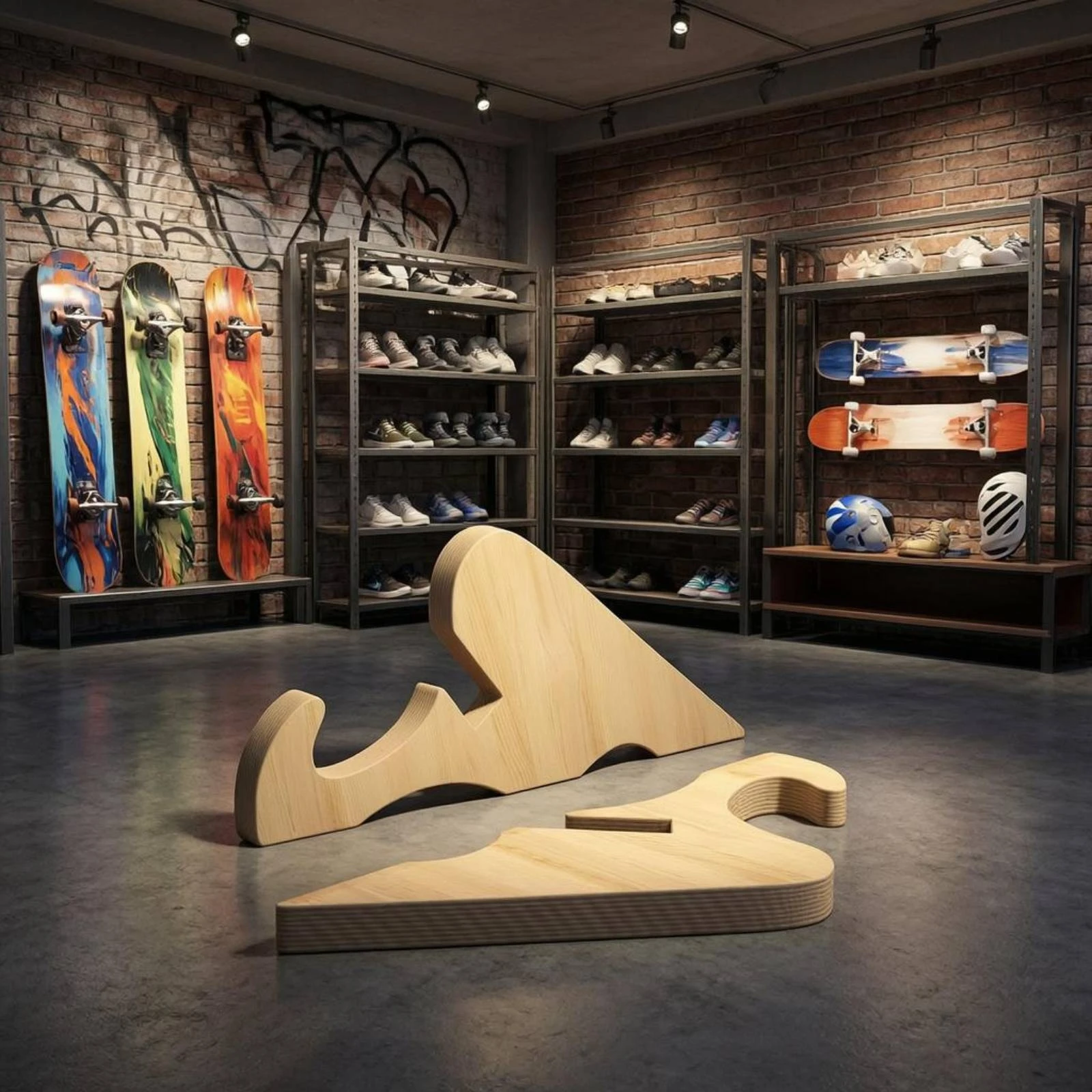 Picture 4: Wooden Skateboard Stand Solid Wood Skateboard Display Rack Snowboard Display Rack Minimalist Design Sport Storage Easy to Clean