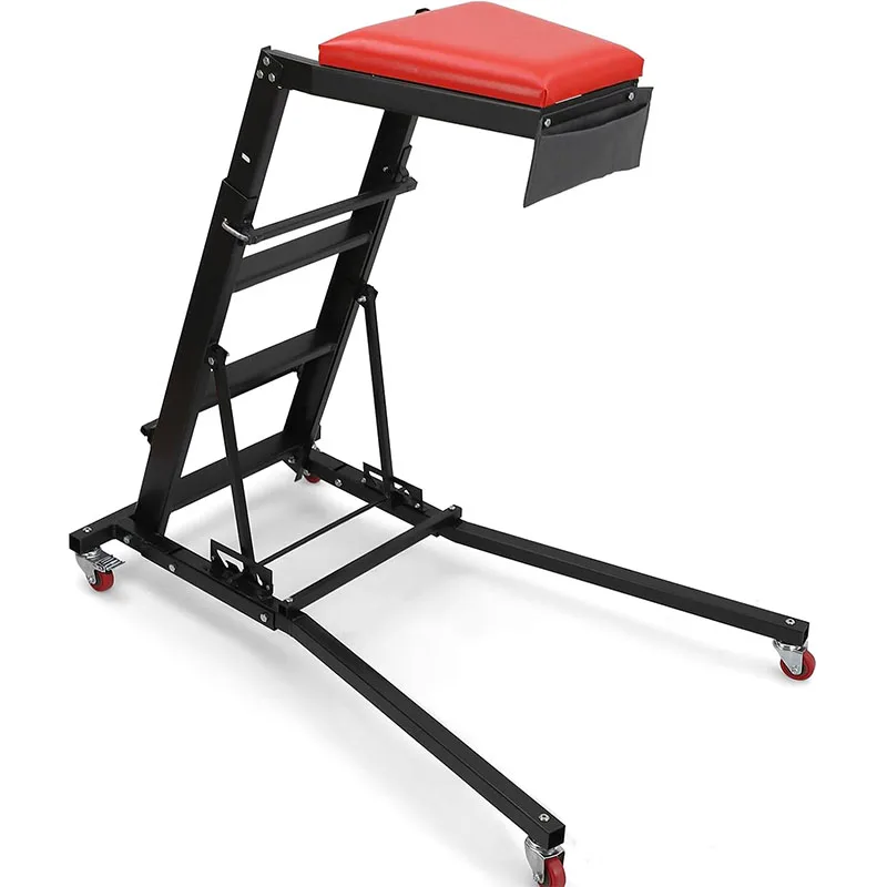Heavy Duty Steel Automotive Mechanic Creeper Adjustable Length 42.5 to 64.8 | Inches Foldable Rolling Repair Crawler with 6 Swivel Casters 400 lbs Load Capacity Padded Support for Garage Workshop Car