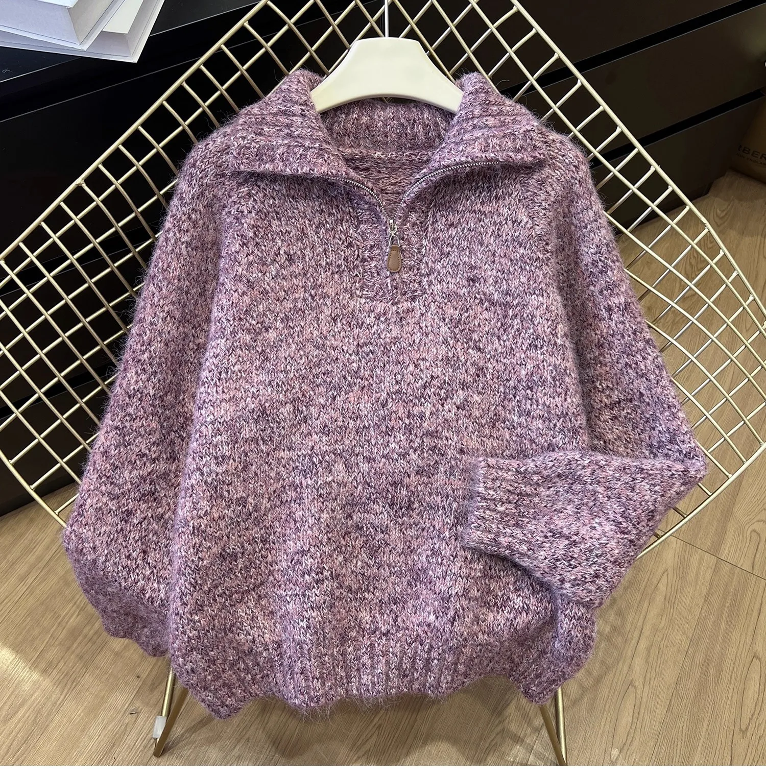 

Осень-зима, новая мода, однотонный пуловер с длинными рукавами, свитер, женская одежда, корейский фестиваль, полумолния, короткие вязаные топы, тренд