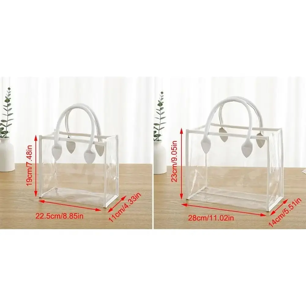 Clear PVC Tote Bag Handbag Lightweight Handle Transparent Waterproof PVC Shoulder Bag Shopping Bags Handhold Packaging Tote