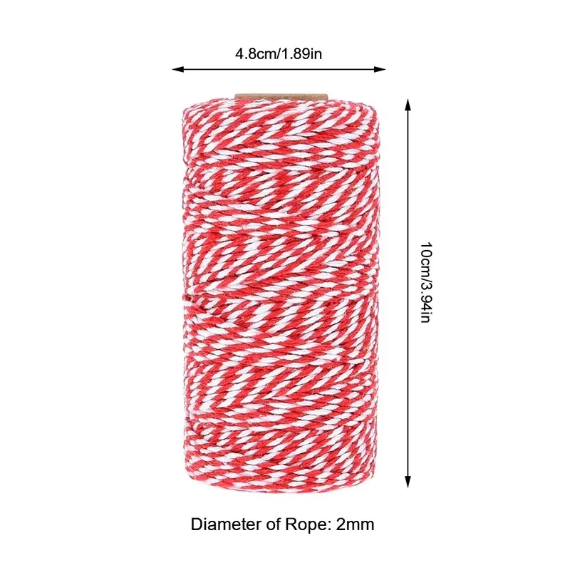 100m/rolo de algodão padeiros fio corda corda cor dupla algodão artesanato fio casa têxtil embalagem natal decoração do casamento
