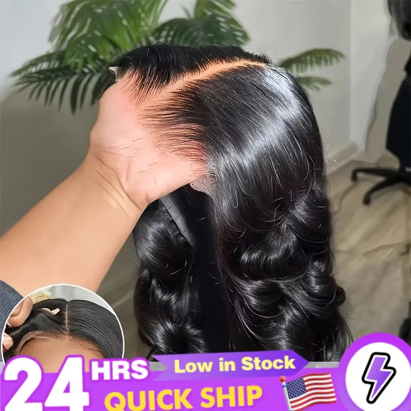 

250% Bouncy Body Wave Glueless Wigs 7x6 Pre Cut HD Lace Front Wigs Pre Plucked Pre Bleached Natural Black Body Wave Virgin Human Hair Wigs For Women Put On And Go Body Wave Glueless Lace Wigs No Glue 3s Wear And Go Brazilian Virgin Hair Wigs
