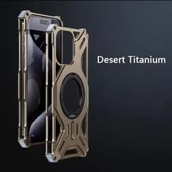 Magnetic Metal Edgeless Phone Case For Iphone 16 14 15 Pro Max Rotating Stand Supports For Magsafe Wireless Charging Phone Case