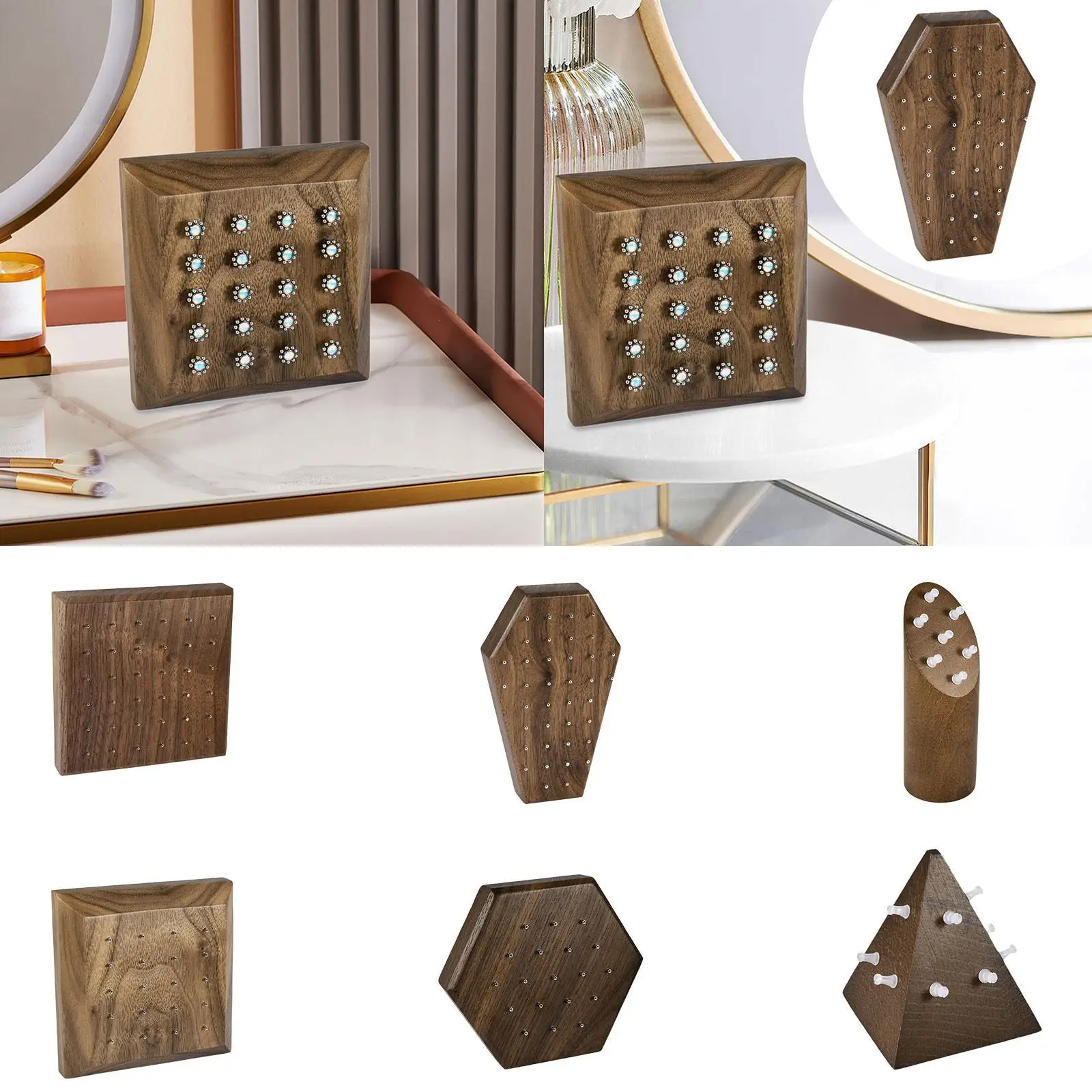 Piercing Jewelry Stand Wood Ear Studs Display Board Earring Organizer for Store Exhibitors and Vanity Showcase
